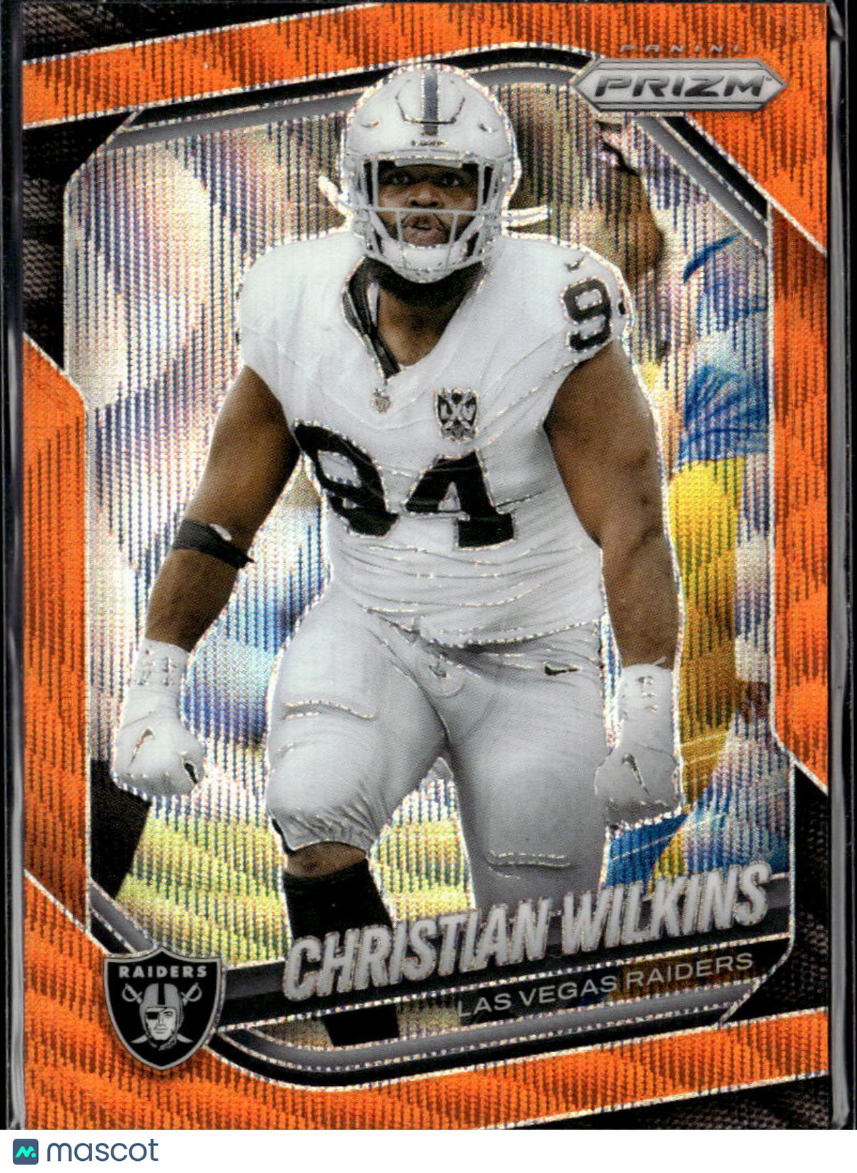 Christian Wilkins 2025 Panini Prizm Orange Wave 55/65 Las Vegas Raiders