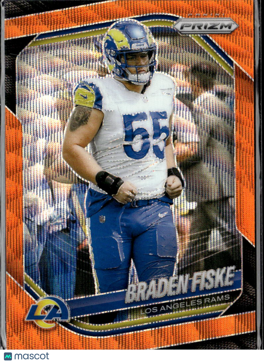 Braden Fiske 2025 Panini Prizm Orange Wave 21/65 Los Angeles Rams