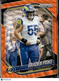 Braden Fiske 2025 Panini Prizm Orange Wave 21/65 Los Angeles Rams
