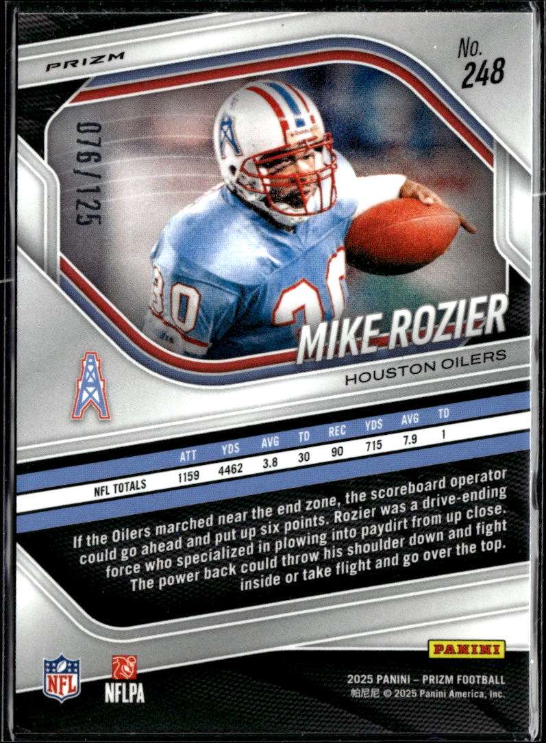 Mike Rozier 2025 Panini Prizm Purple 76/125 Houston Oilers