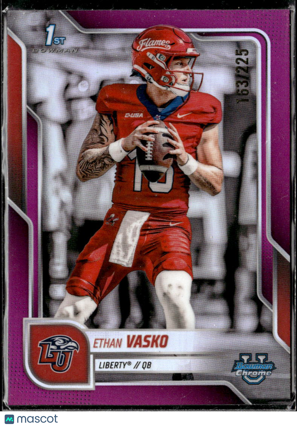Ethan Vasko 2025 Bowman Chrome 1st Purple 163/225 Liberty Flames