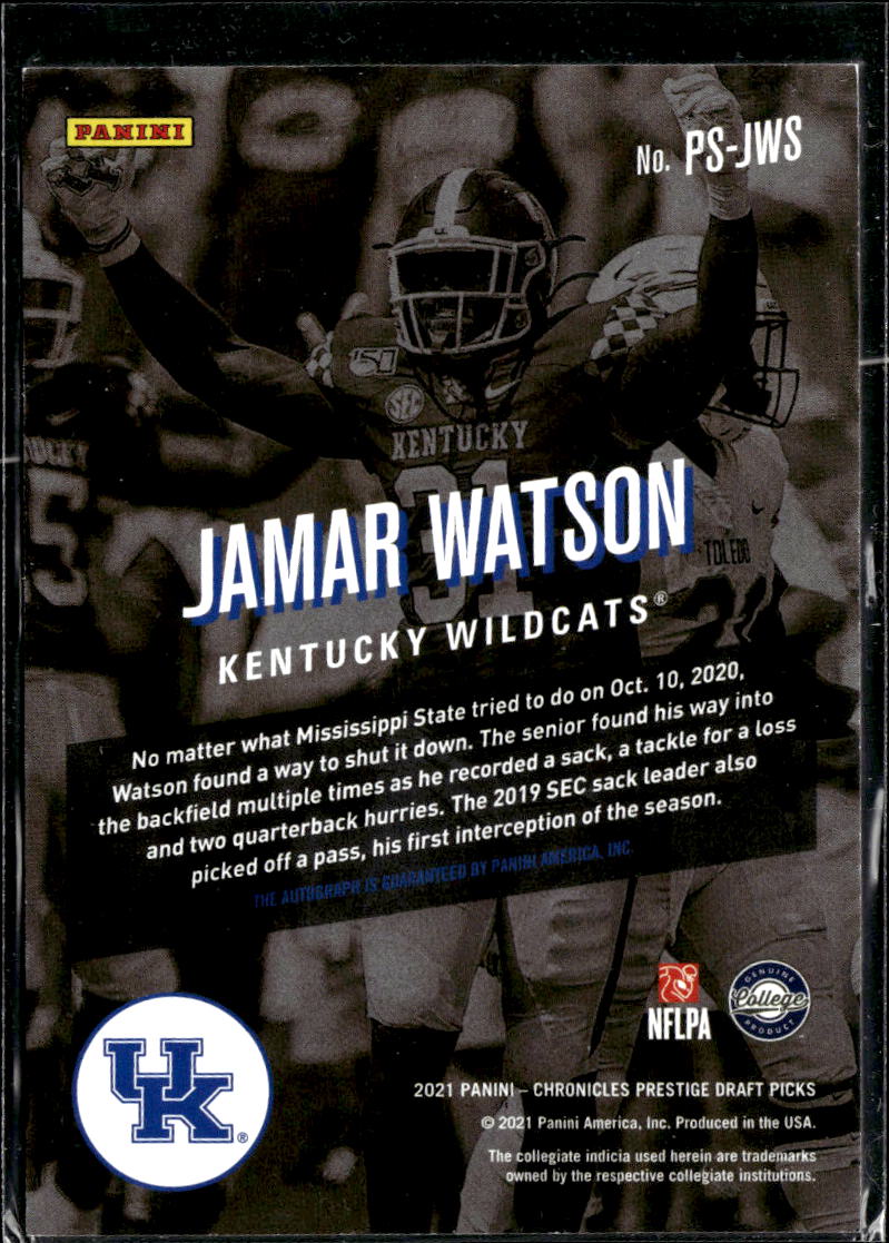 Jamar Watson 2021 Prestige Draft Auto Autograph RC Kentucky Wildcats