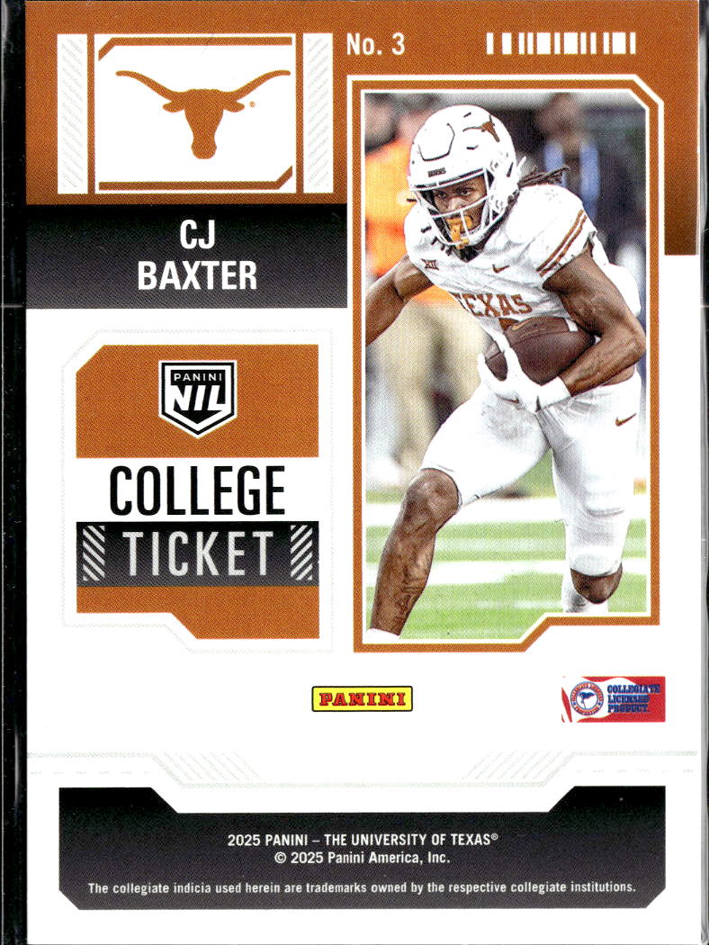 CJ Baxter 2025 Contenders Rookie RC 80/199 Texas Longhorns
