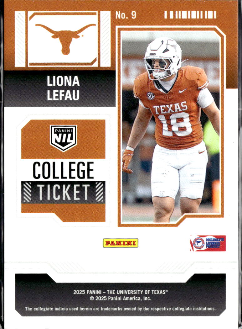 Liona Lefau 2025 Panini Contenders College Ticket 150/199 Texas Longhorns