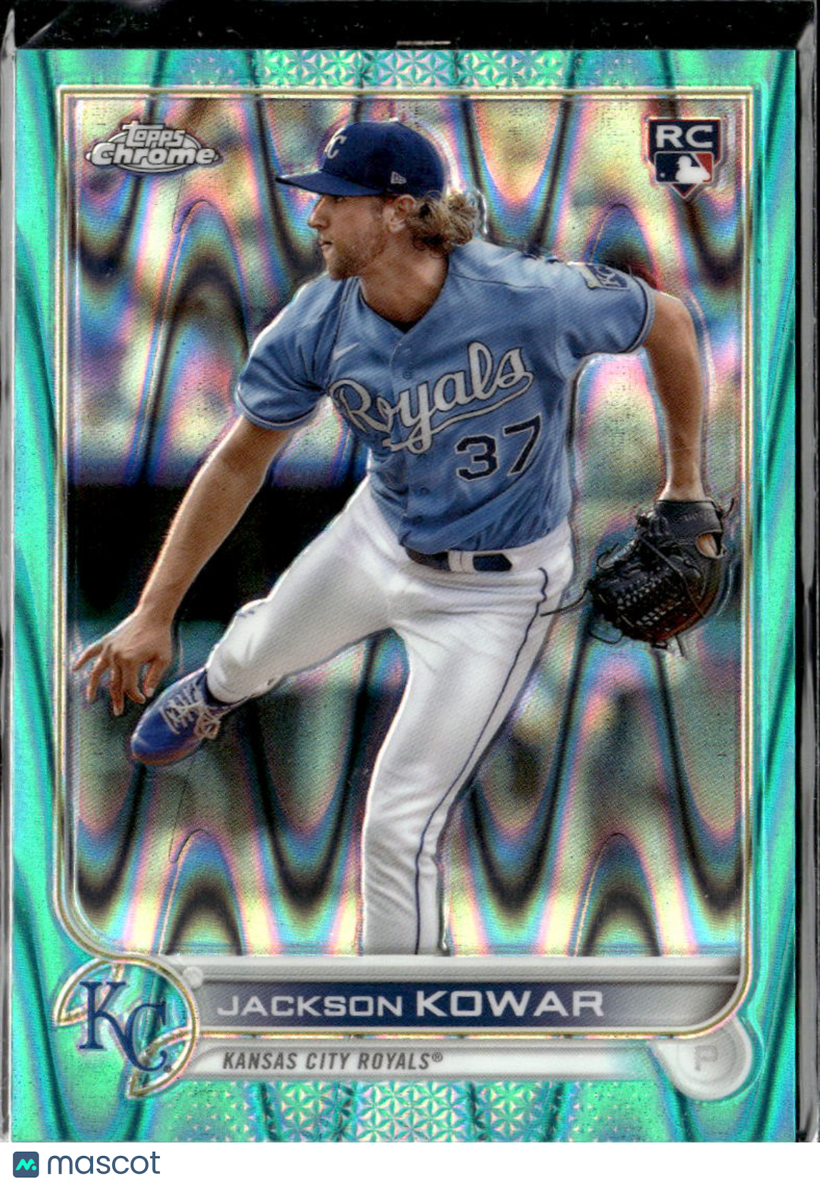 Jackson Kowar 2022 Topps Chrome RC Aqua Refractor 158/199 Kansas City Royals