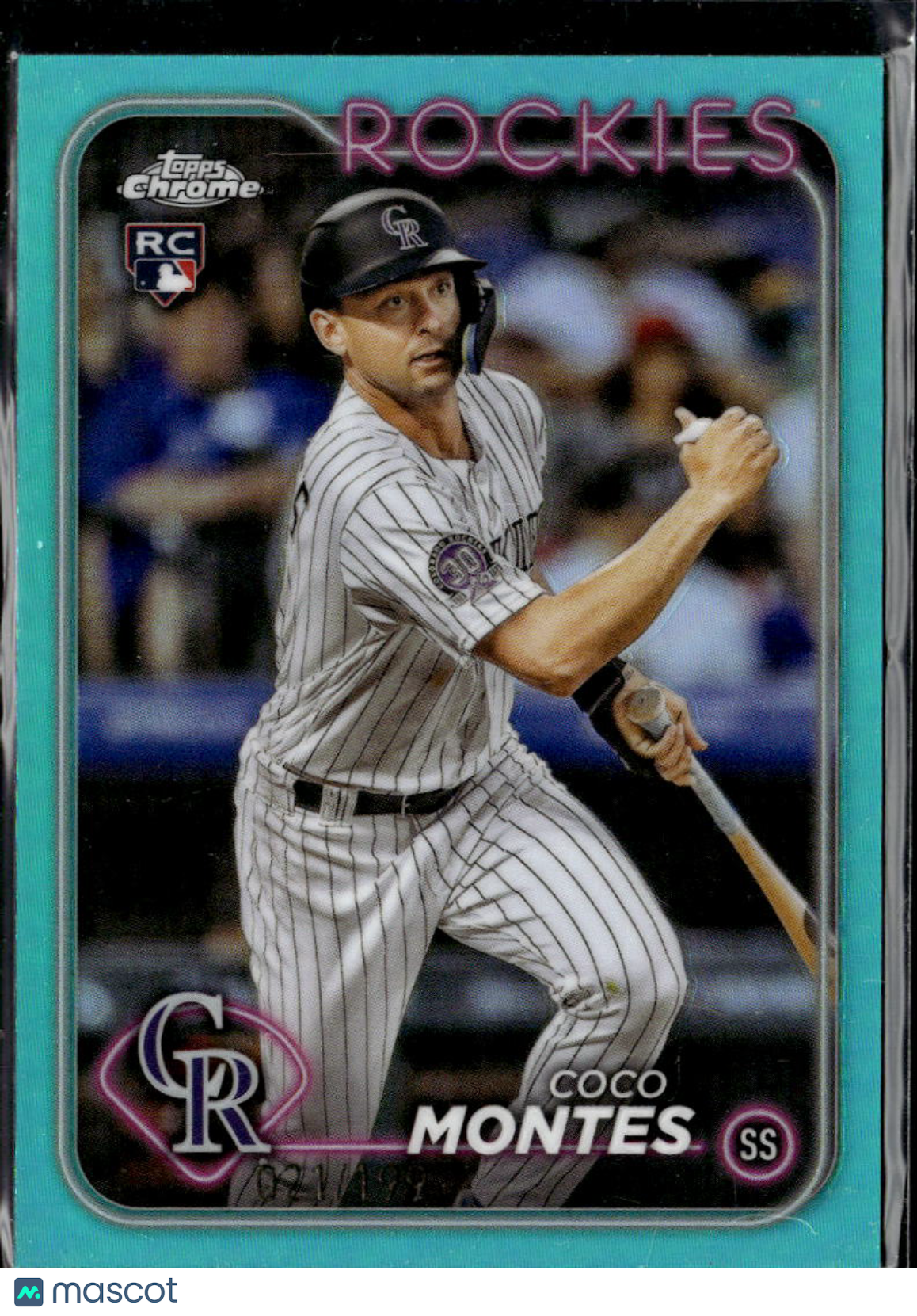 Coco Montes 2024 Topps Chrome RC Aqua Refractor 21/199 Colorado Rockies