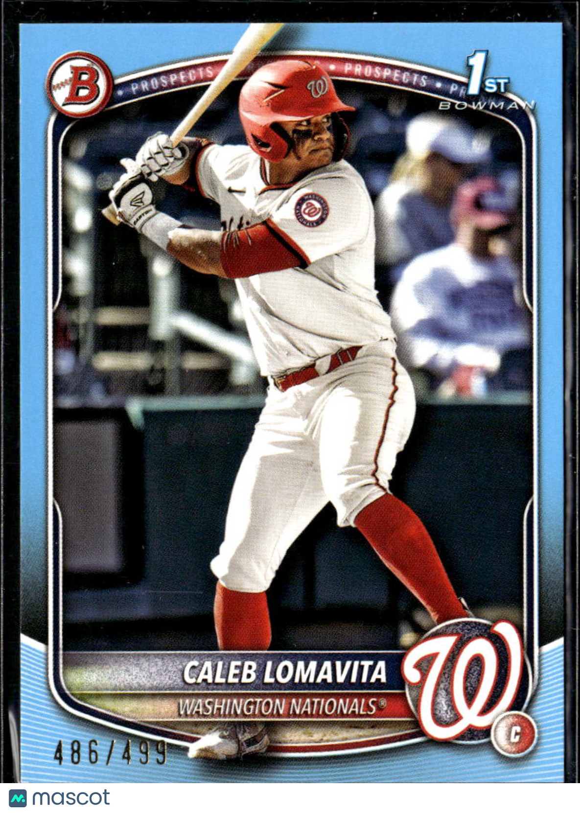 Caleb Lomavita 2025 Bowman 1st Sky Blue /499 Washington Nationals
