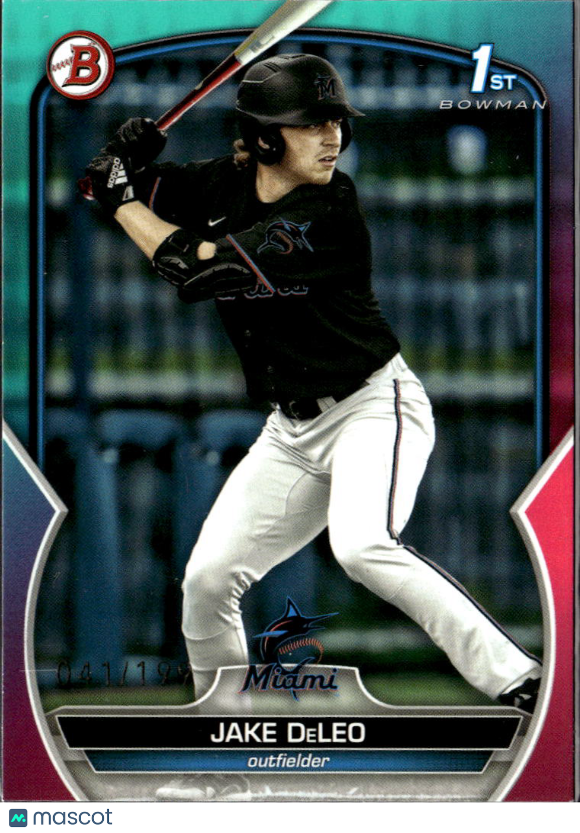 Jake DeLeo 2023 Bowman Draft 1st Teal & Pink /199 Miami Marlins