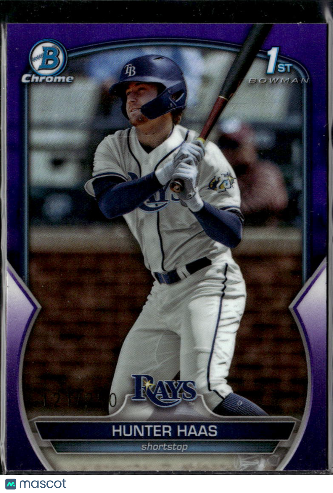 Hunter Haas 2023 Bowman Chrome 1st Purple Refractor /250 Tampa Bay Rays