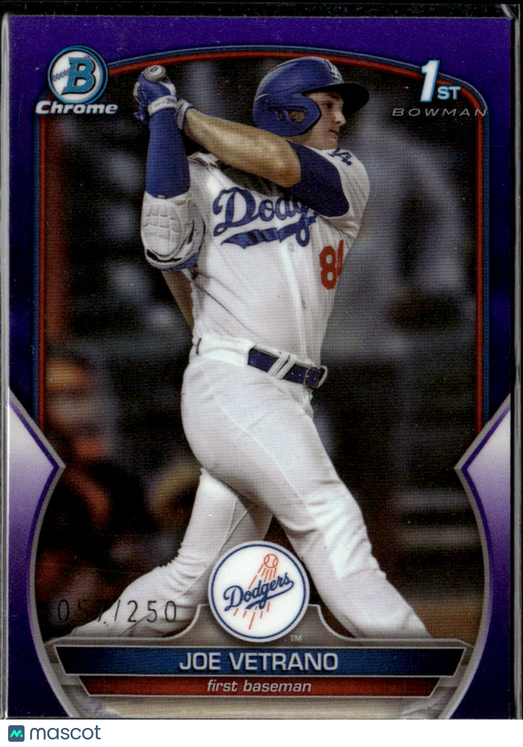 Joe Vetrano 2023 Bowman Chrome 1st Purple /250 Los Angeles Dodgers