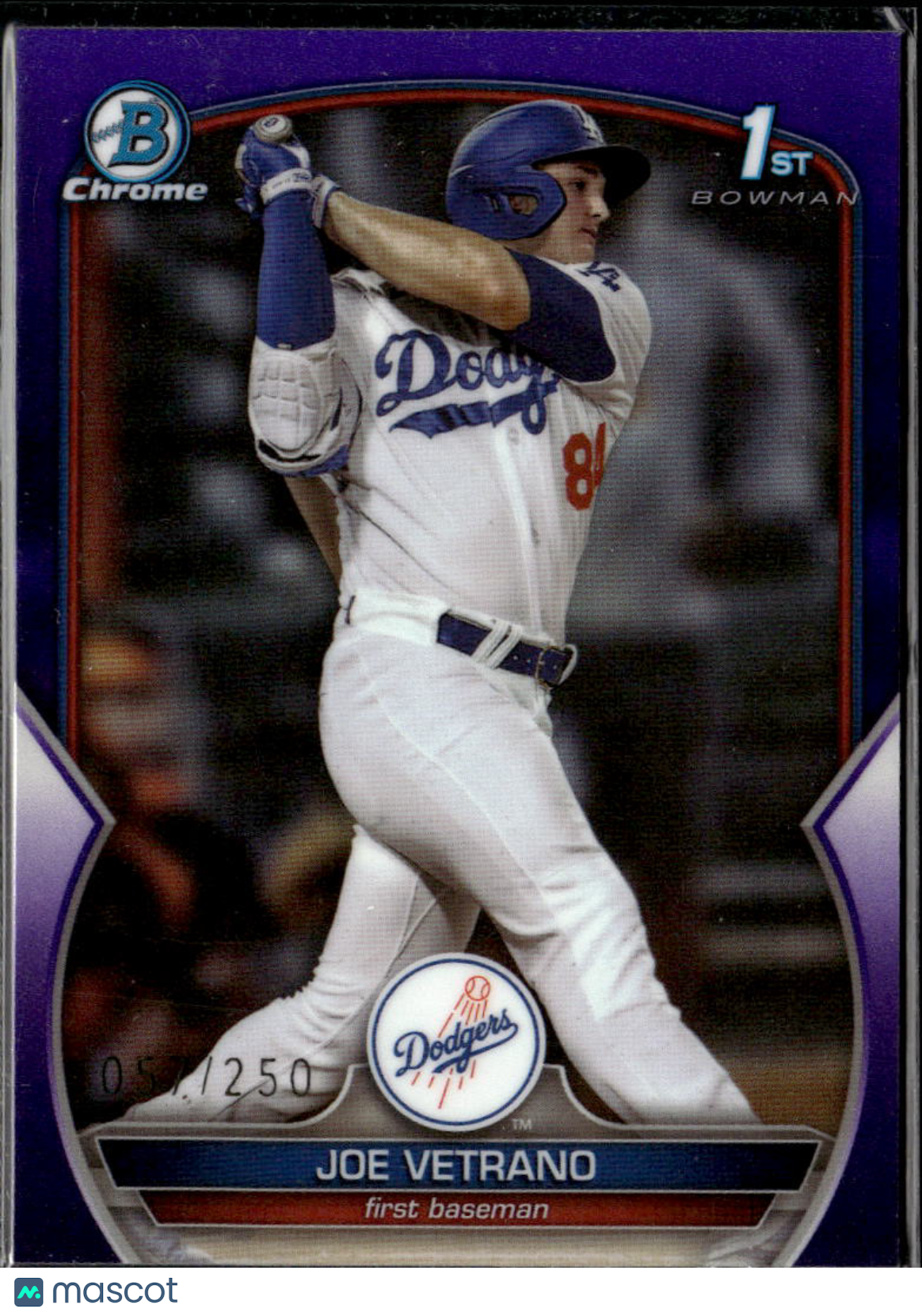 Joe Vetrano 2023 Bowman Chrome 1st Purple /250 Los Angeles Dodgers
