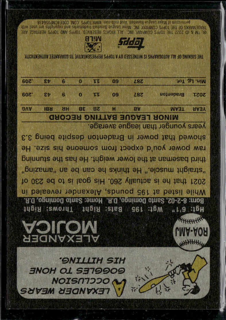 Alexander Mojica 2022 Topps Heritage Minor Auto Autograph Bradenton Marauders