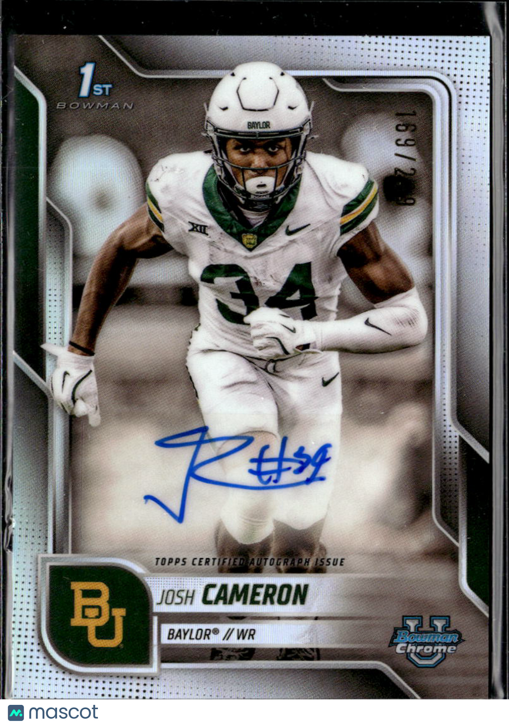 Josh Cameron 2025 Bowman Chrome 1st Auto Autograph RC /299 Baylor Bears
