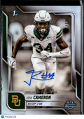 Josh Cameron 2025 Bowman Chrome 1st Auto Autograph RC /299 Baylor Bears