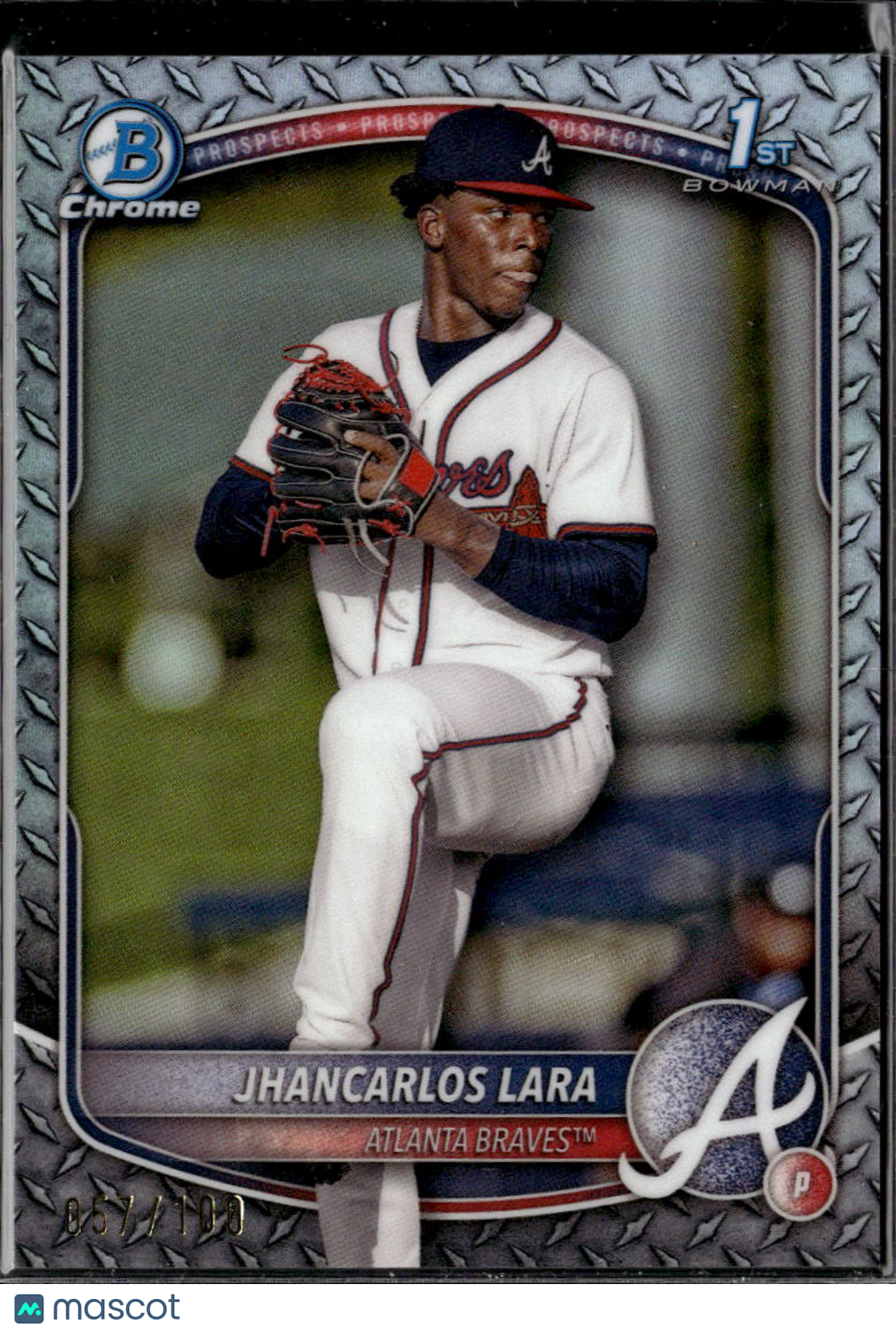 Jhancarlos Lara 2025 Bowman Chrome 1st Steel Metal Refractor 57/100 Braves