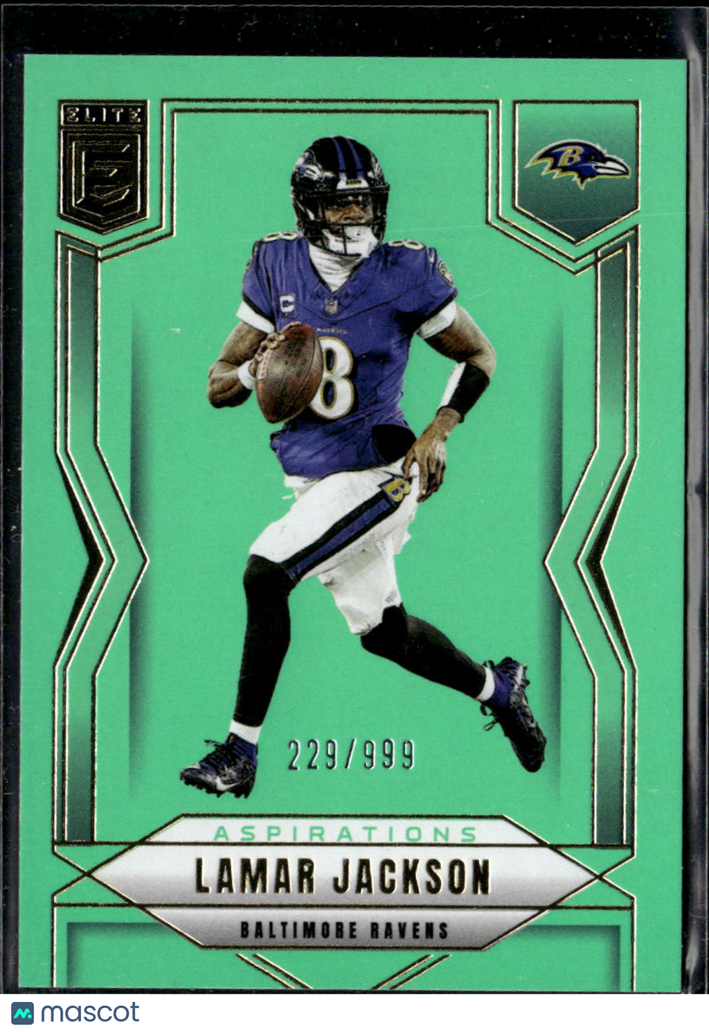 Lamar Jackson 2025 Elite Lime Green Aspirations 229/999 Baltimore Ravens