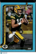 Jordan Love 2025 Topps Chrome Aqua Refractor 287/299 Green Bay Packers