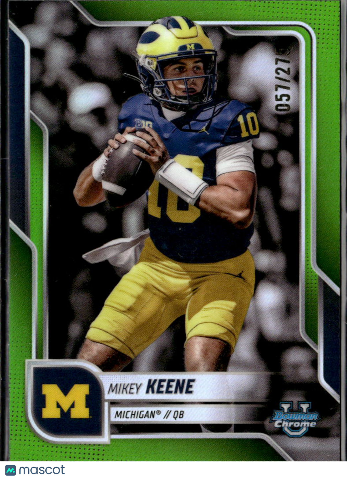 Mikey Keene 2025 Bowman Chrome Green 57/275 Michigan Wolverines