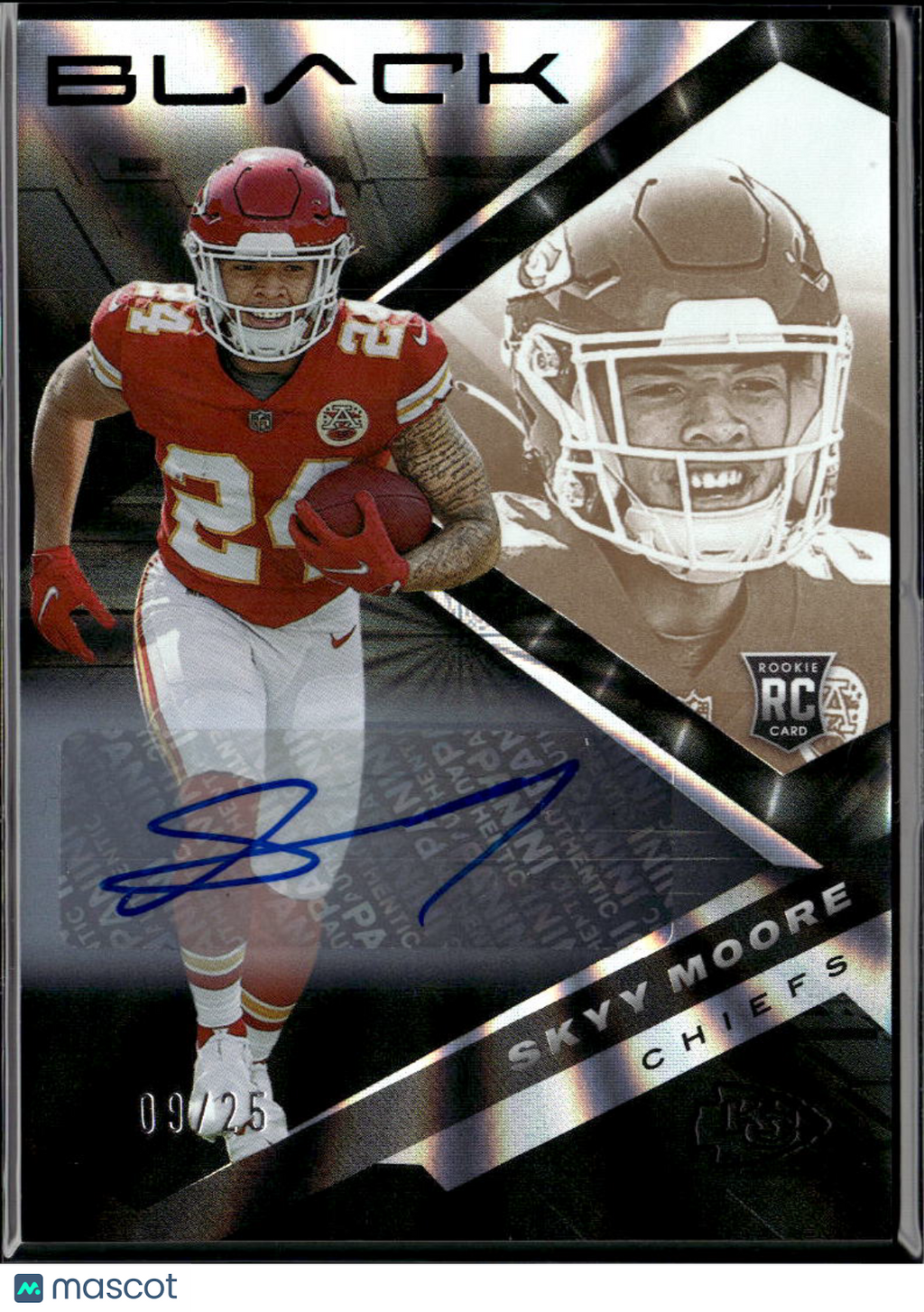 Skyy Moore 2022 Panini Black Auto Autograph RC 9/25 Kansas City Chiefs