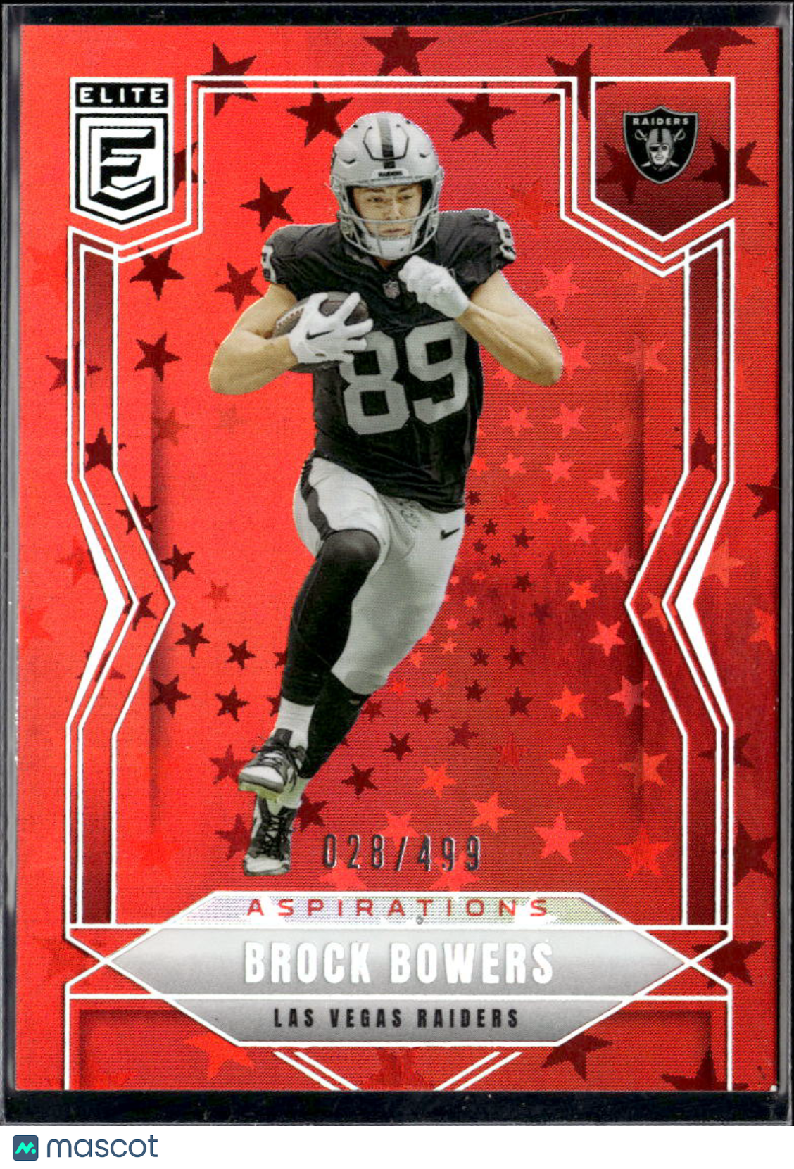 Brock Bowers 2025 Elite Red Aspirations 28/499 Las Vegas Raiders