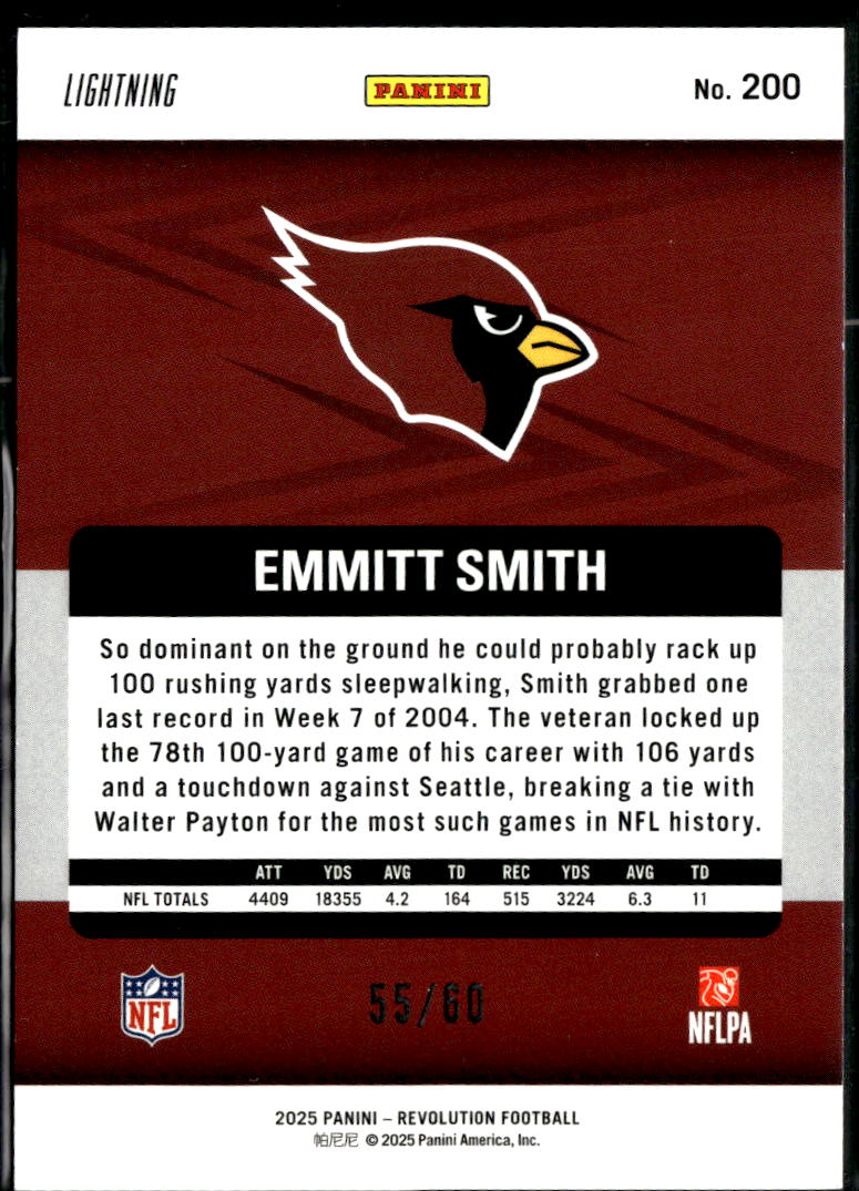 Emmitt Smith 2025 Revolution Lightning 55/60 Arizona Cardinals Cowboys