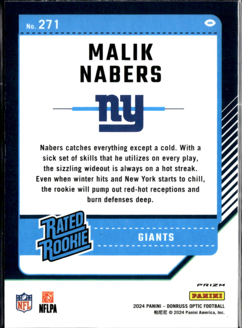Malik Nabers 2024 Optic Rated Rookie RC Green Prizm New York Giants
