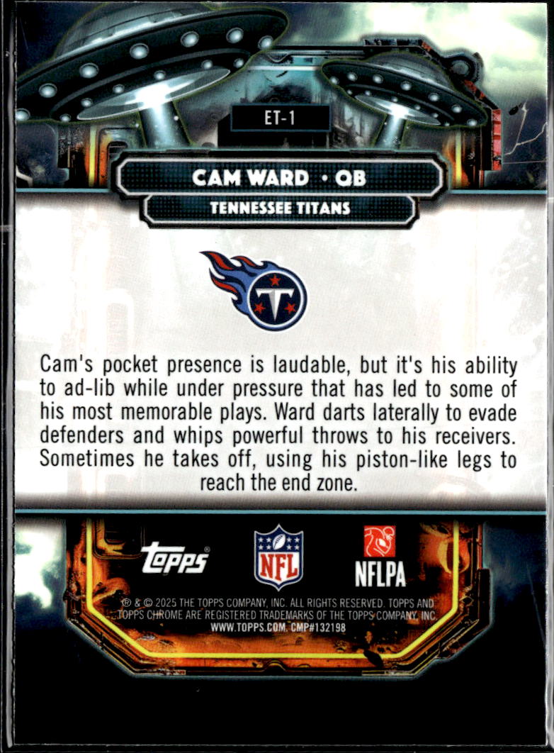 Cam Ward 2025 Topps Chrome Cosmic Extraterrestrial Refractor RC Tennessee Titans