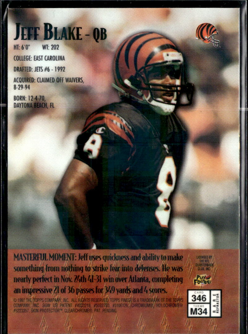 Jeff Blake 1997 Topps Finest Masters Rare Atomic Refractor Cincinnati Bengals
