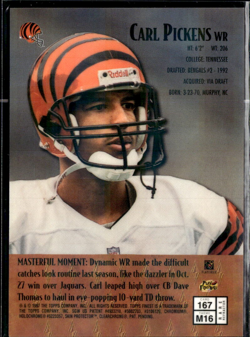 Carl Pickens 1997 Topps Finest Masters Rare Atomic Refractor Cincinnati Bengals