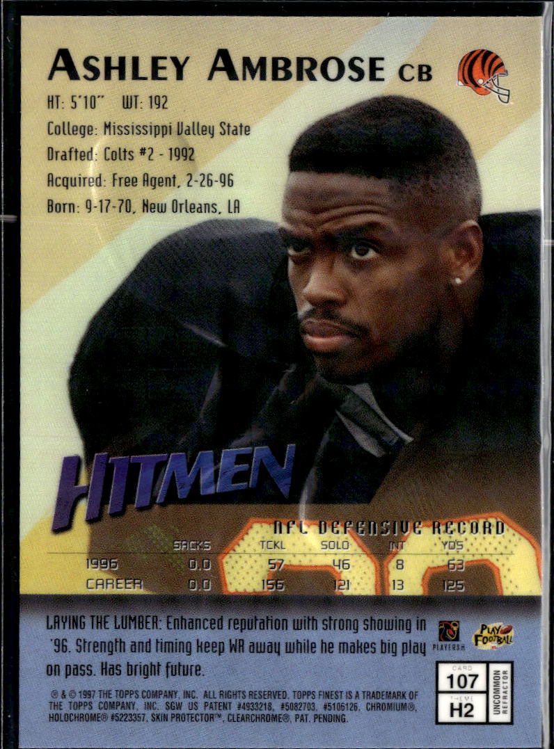 Ashley Ambrose 1997 Topps Finest Hitmen Embossed Refractor Cincinnati Bengals