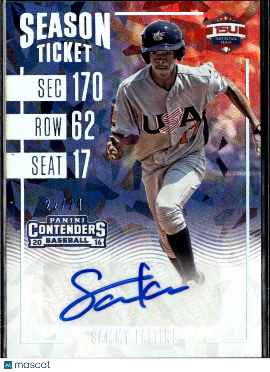 Sammy Trey Faltine 2016 Contenders Autograph Cracked Ice /24 Texas Longhorns