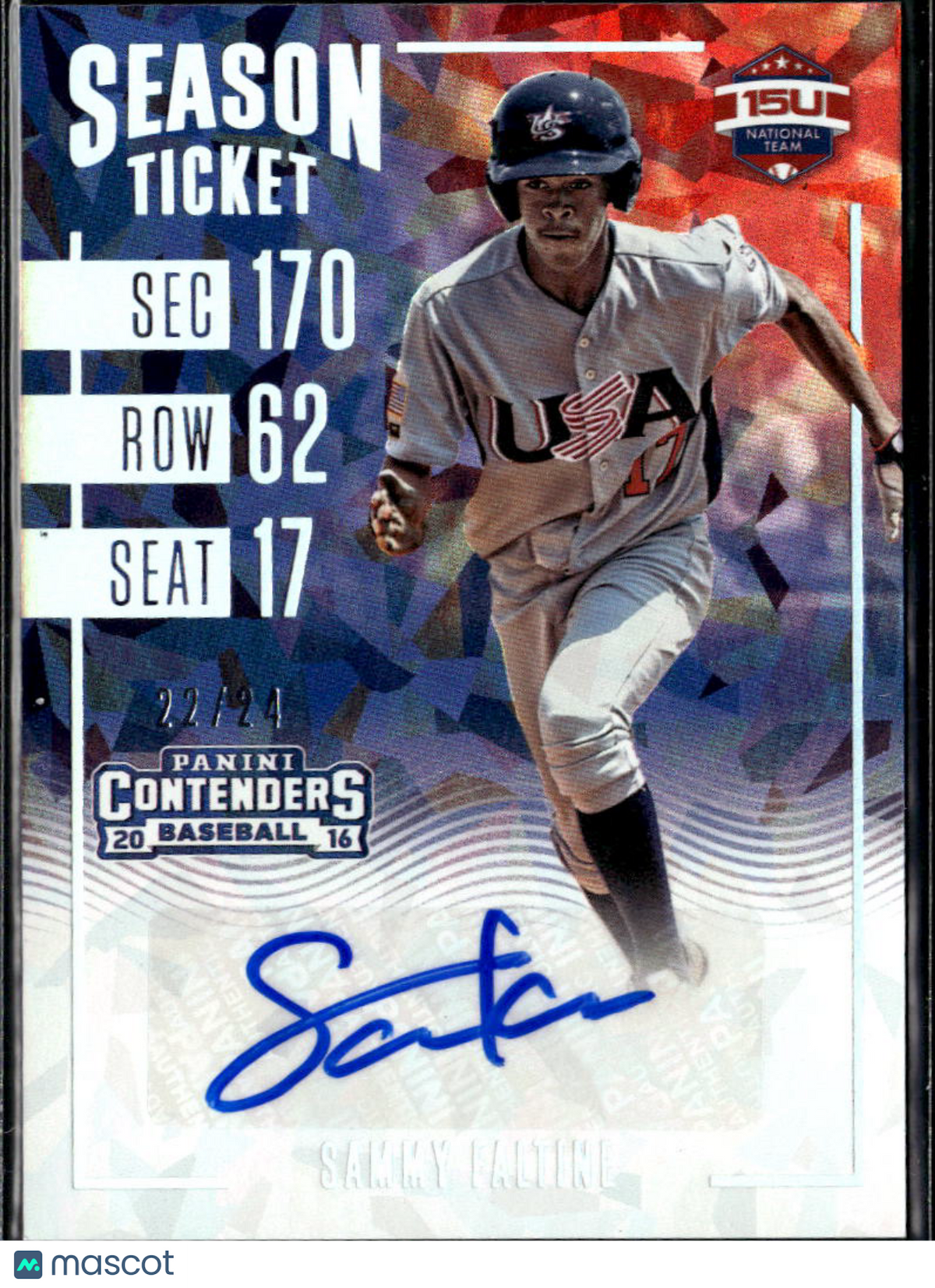 Sammy Trey Faltine 2016 Contenders Autograph Cracked Ice /24 Texas Longhorns