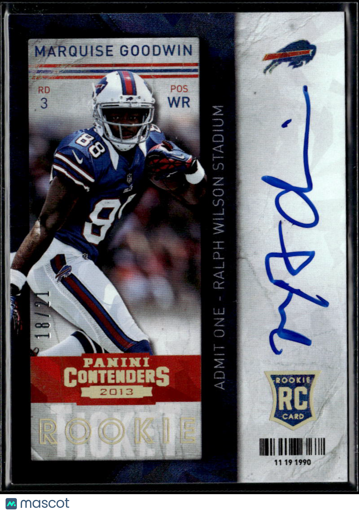 Marquise Goodwin 2013 Contenders Auto Autograph Cracked Ice /21 Longhorns Bills