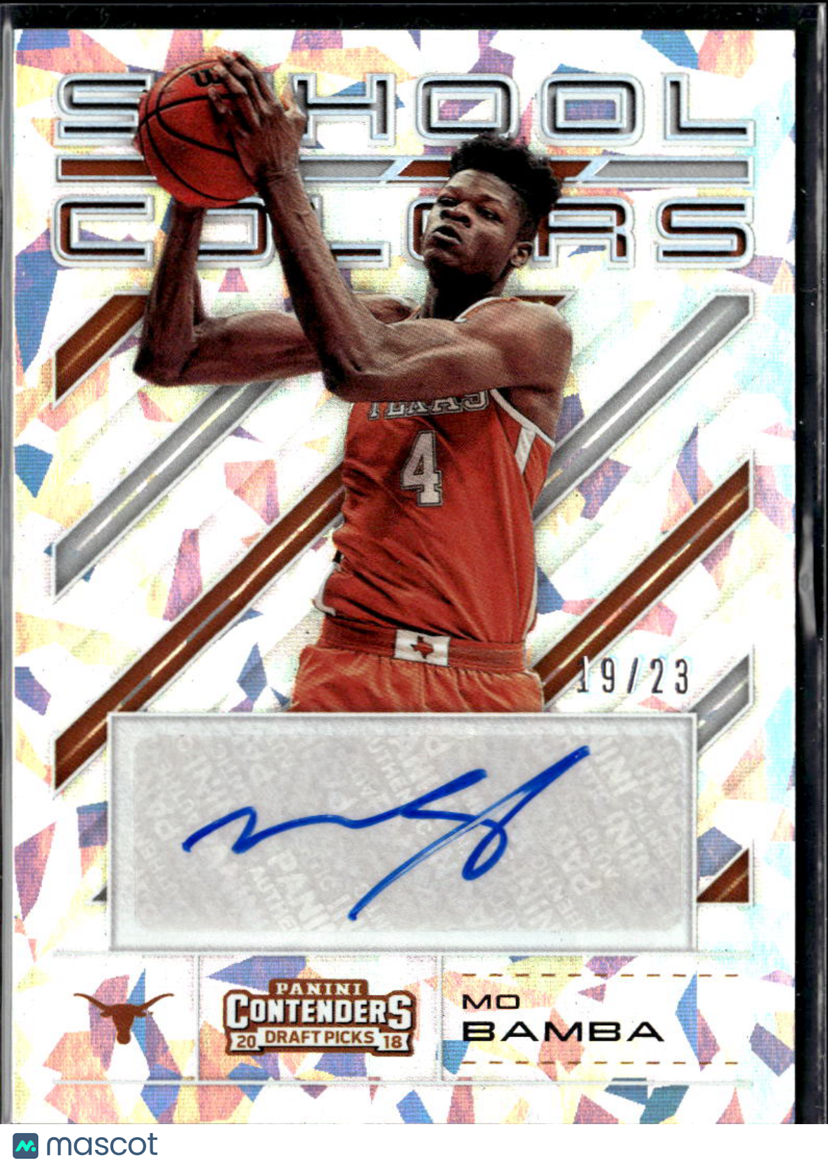 Mo Bamba 2018 Contenders Auto Autograph Cracked Ice RC 19/23 Texas Longhorns