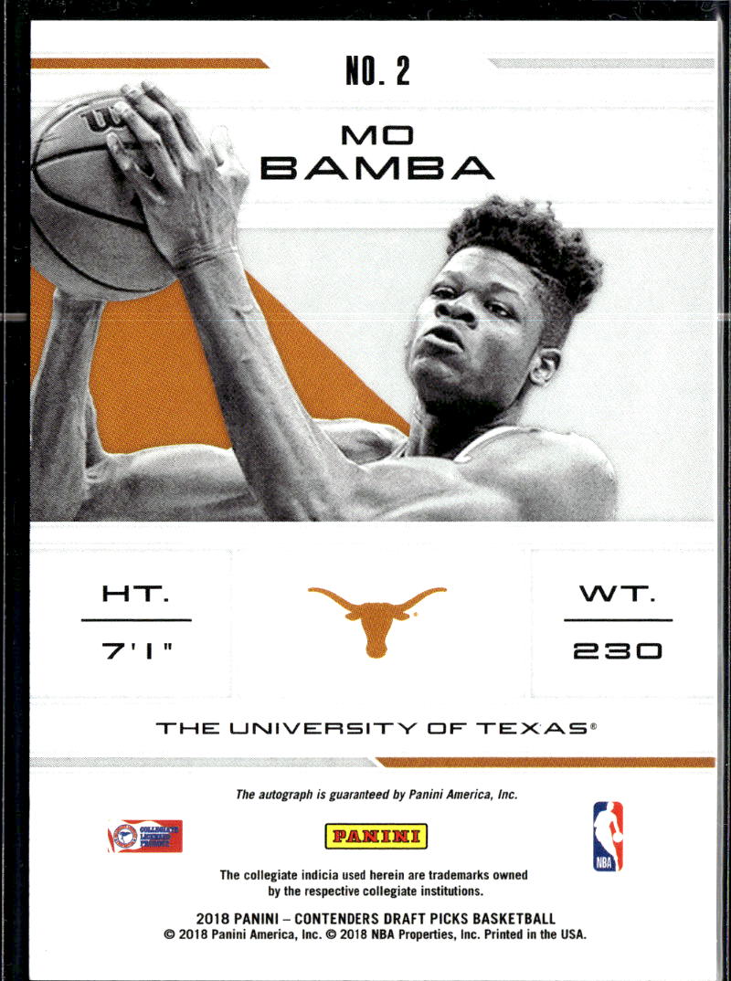 Mo Bamba 2018 Contenders Auto Autograph Cracked Ice RC 19/23 Texas Longhorns