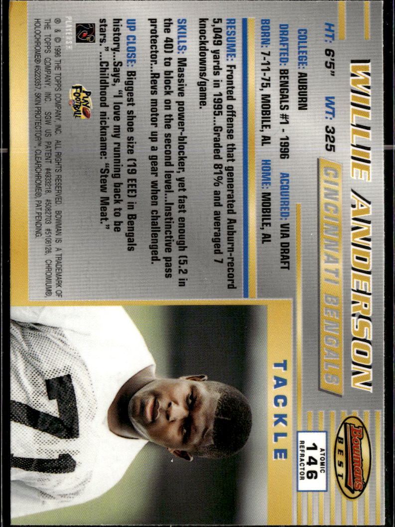 Willie Anderson 1996 Bowman's Best Atomic Refractor RC SSP Cincinnati Bengals
