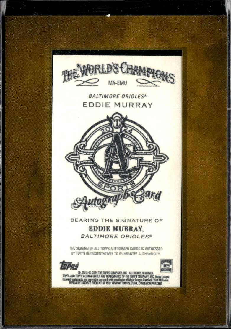Eddie Murray 2024 Topps Allen & Ginter Auto Autograph Baltimore Orioles
