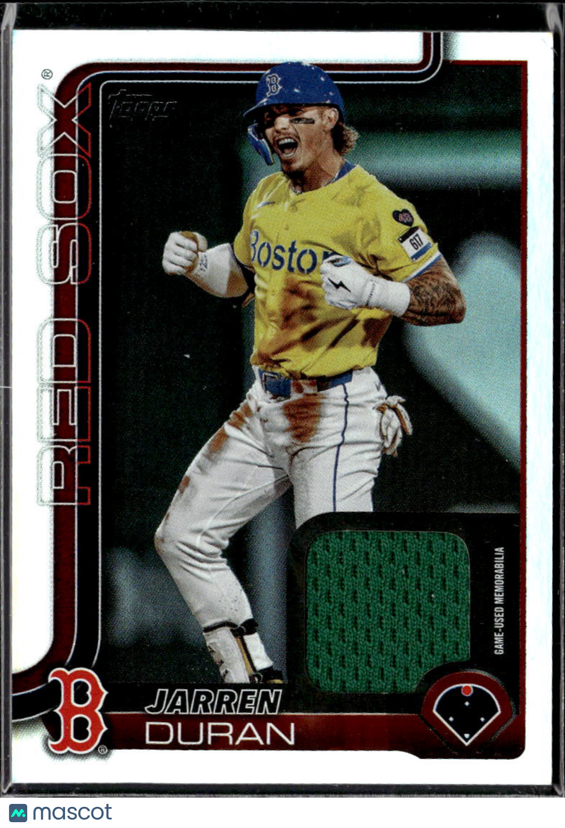 Jarren Duran 2025 Topps Rainbow Foil Game Worn Jersey Patch Boston Red Sox