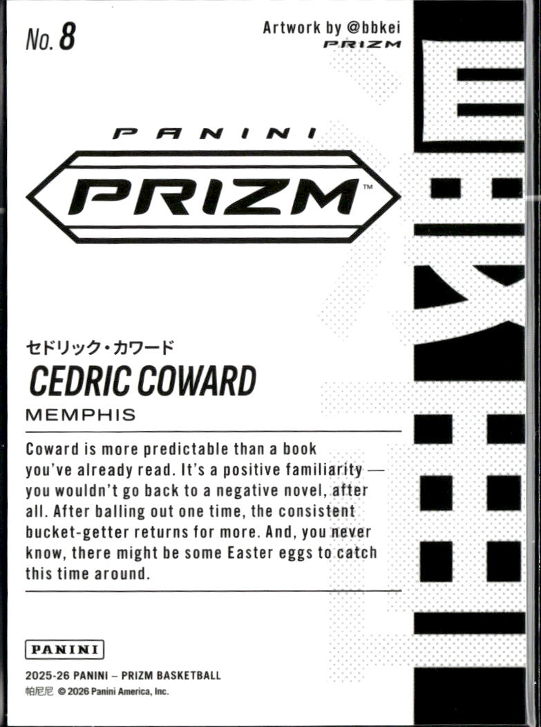 Cedric Coward 2026 Prizm Manga SSP CASE HIT Rookie RC Memphis Tigers
