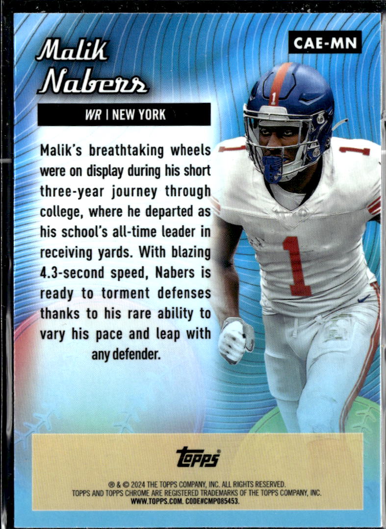 Malik Nabers 2024 Topps Chrome All-Etch RC Pink Refractor New York Giants