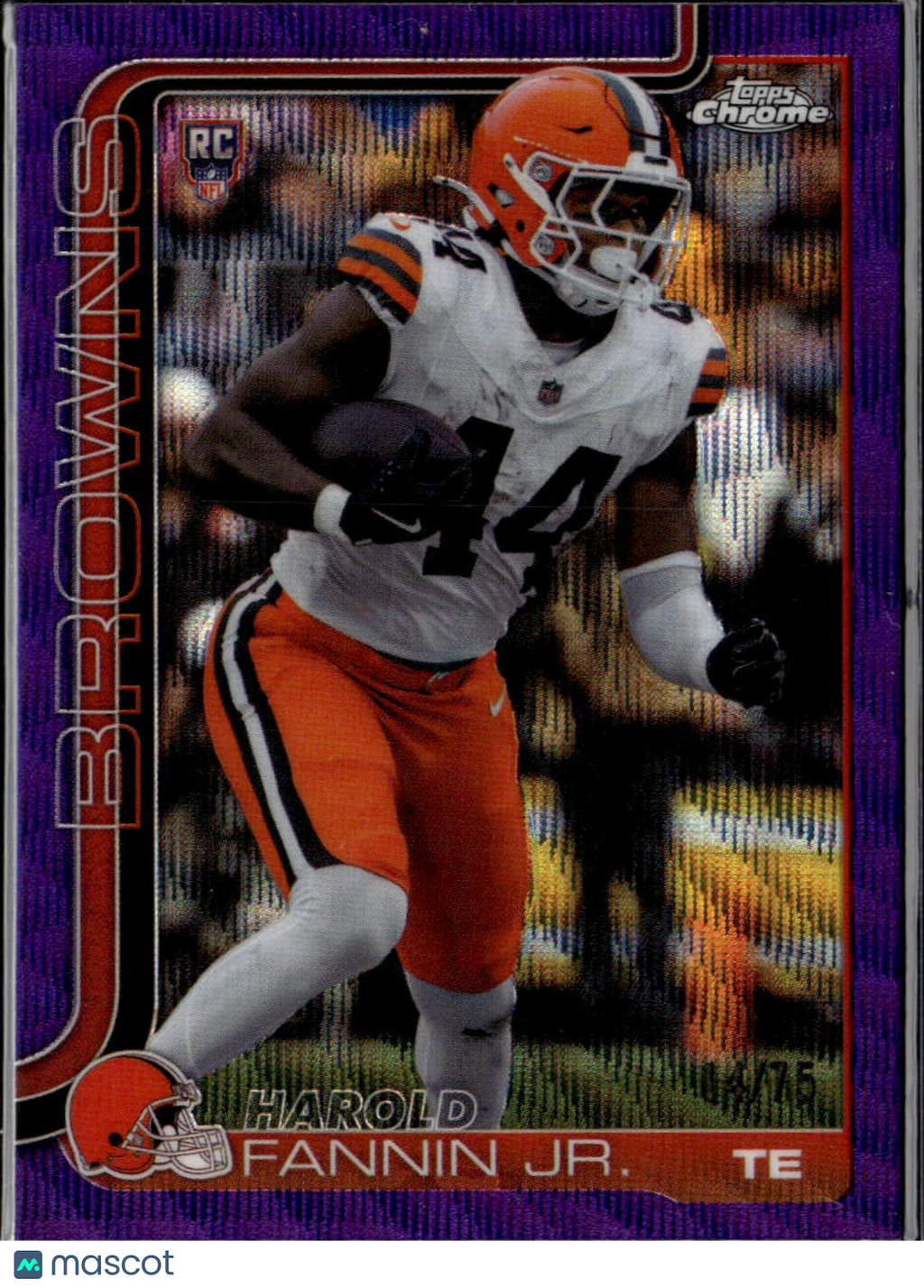 Harold Fannin Jr. 2025 Topps Chrome RC Purple Wave 14/75 Cleveland Browns