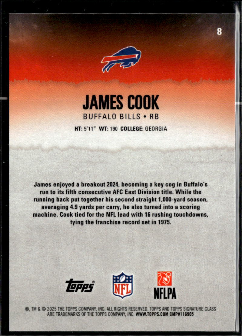 James Cook 2025 Topps Signature Class 160/275 Buffalo Bills