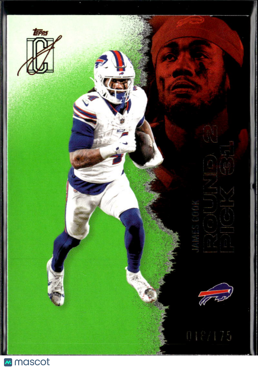 James Cook 2025 Topps Signature Class Green 18/175 Buffalo Bills