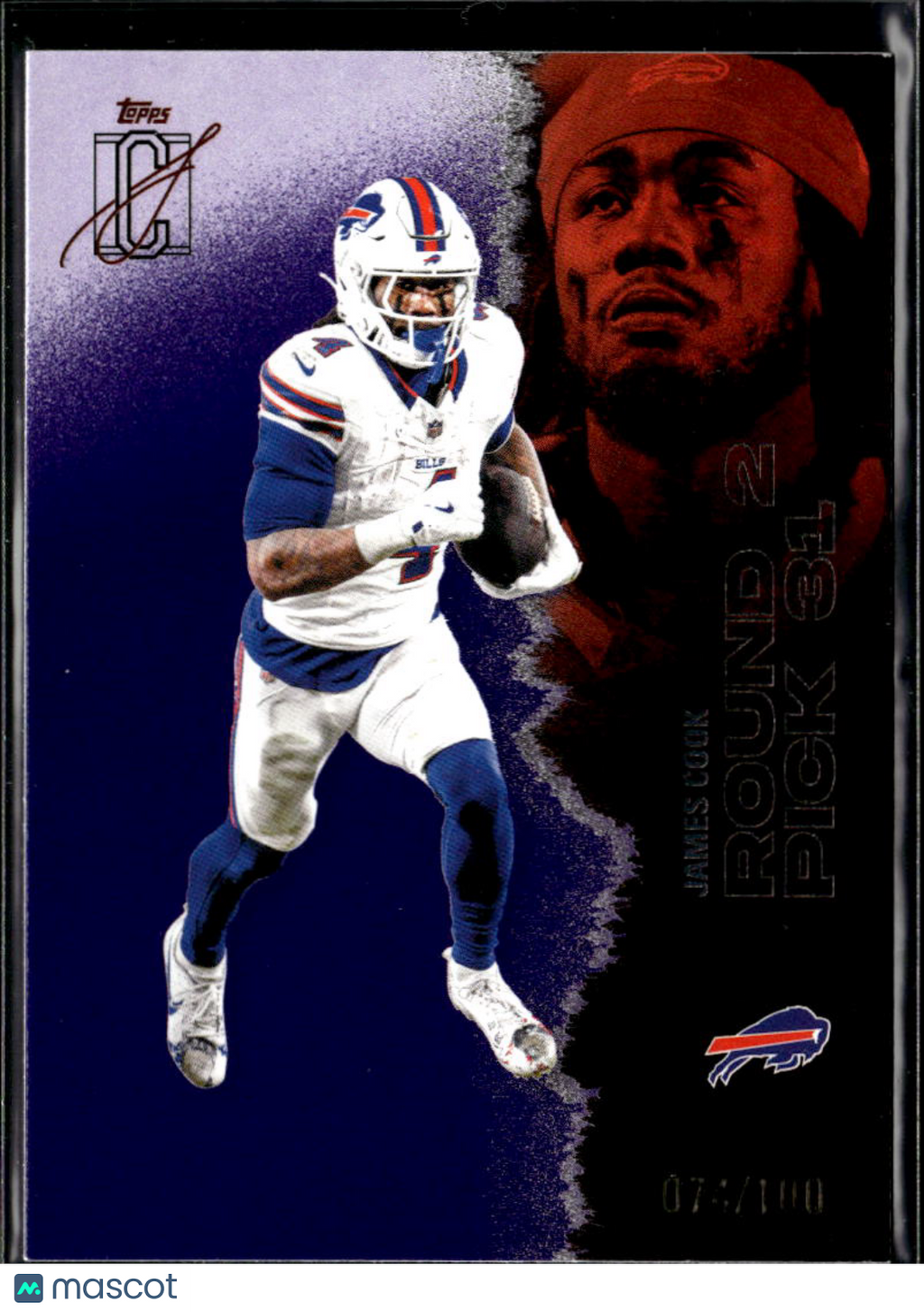 James Cook 2025 Topps Signature Class Purple 74/100 Buffalo Bills