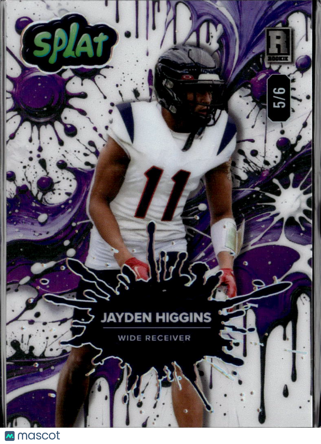 Jayden Higgins 2025 Wild Card Splat Purple Rookie RC Texans 5/6