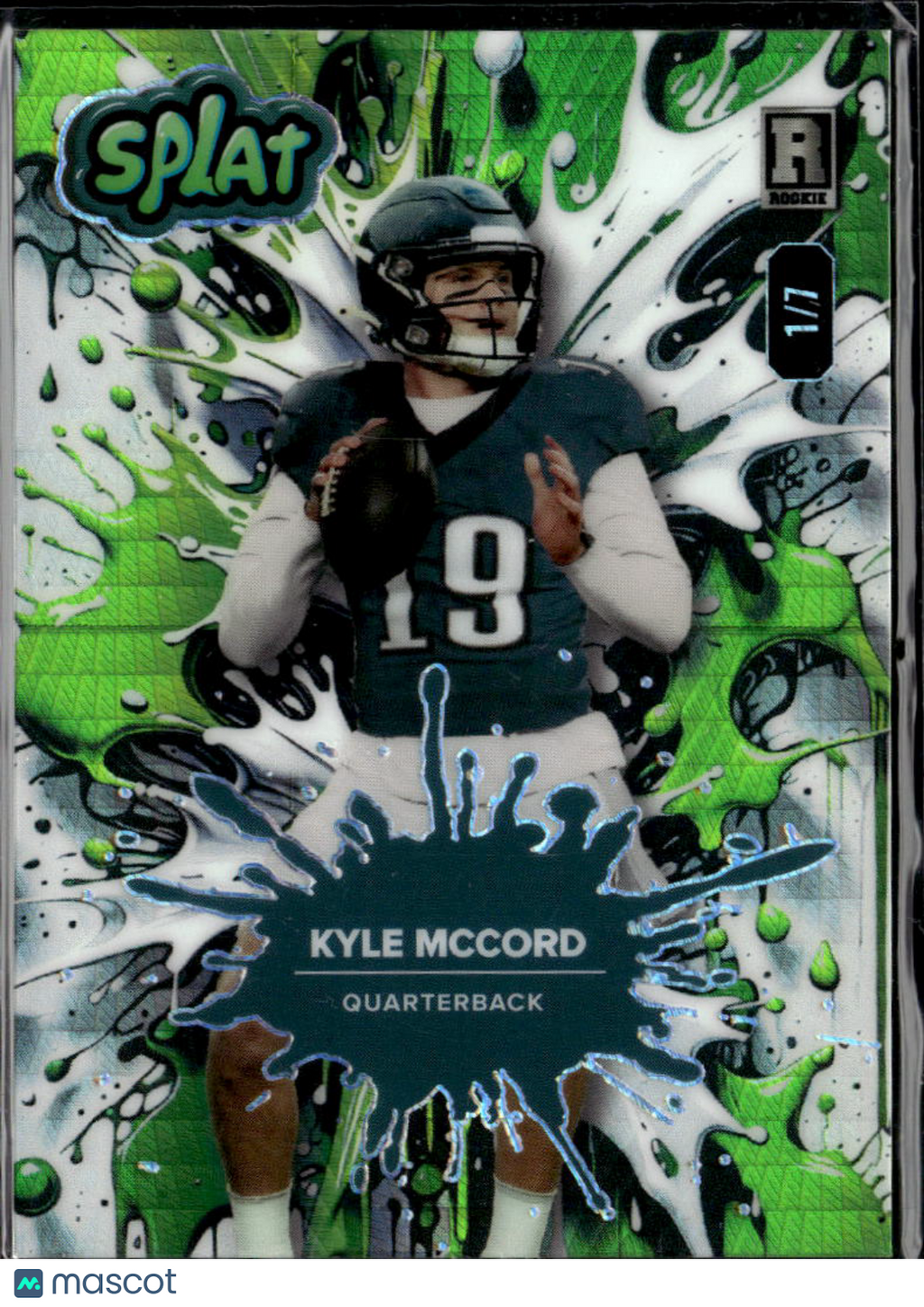 Kyle McCord 2025 Wild Card Splat Green Rookie RC Eagles 1/7