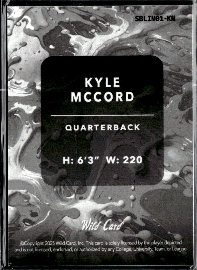 Kyle McCord 2025 Wild Card Splat Green Rookie RC Eagles 1/7