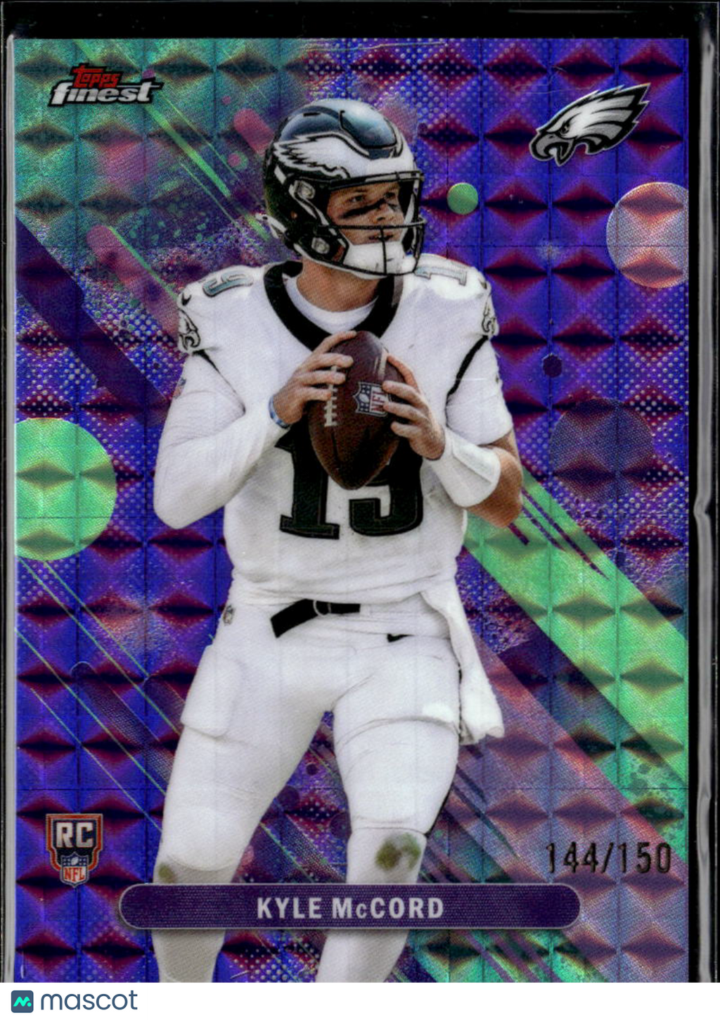 Kyle McCord 2025 Topps Finest Purple Refractor RC 144/150 Philadelphia Eagles