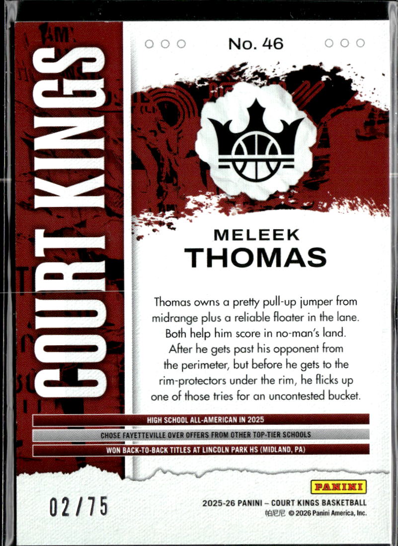 Meleek Thomas 2026 Court Kings Orange Rookie RC Cleveland Cavaliers 2/75