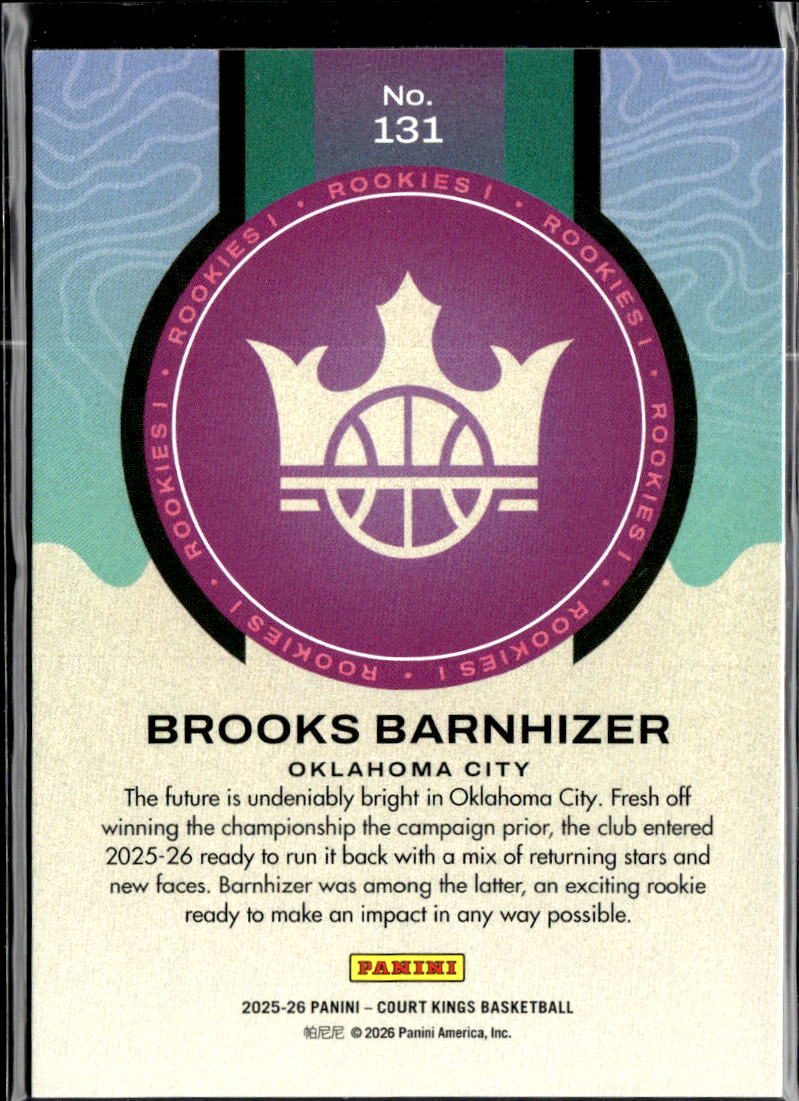 Brooks Barnhizer 2025 Court Kings Rookies I RC Oklahoma City Thunder